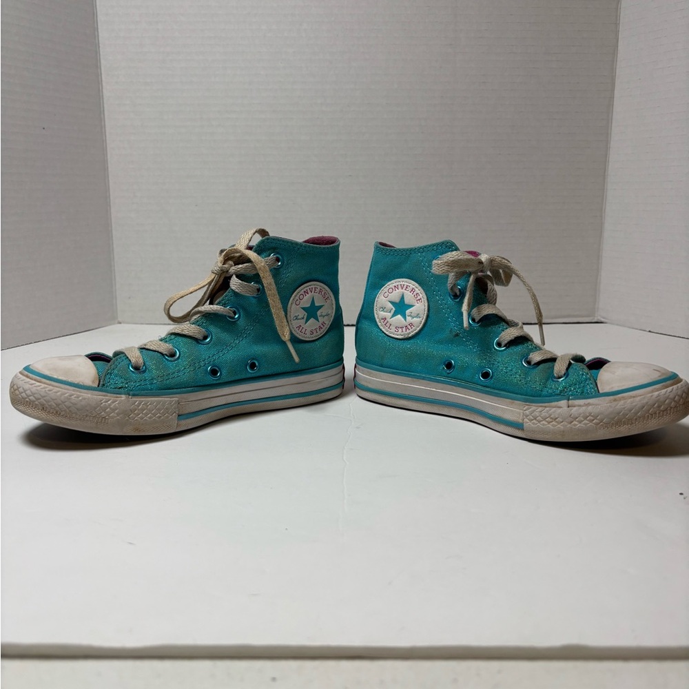Converse Glitter Teal And Pink Chuck Taylor All Star High top Kids Size 13